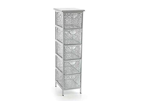 GICOS IMPORT EXPORT SRL Mobile mobiletto cassettiera in metallo colore bianco schabby chic 5 cassetti traforata 31 * 26 * 98 cm decorato arredamento casa EMP-792274