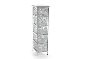 GICOS IMPORT EXPORT SRL Mobile mobiletto cassettiera in metallo colore bianco schabby chic 5 cassetti traforata 31 * 26 * 98 cm decorato arredamento casa EMP-792274