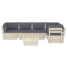 SKM Set Divani da Giardino su Pallet 6 pz con Cuscini Legno Abete (118.9kg) Antracite-3564
