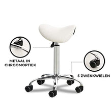 CLP Sgabello Lavoro Reno In Similpelle I Sgabello Pc A Sella Imbottito Regolabile 53-68 CM E Girevole Base In Metallo, Colore:bianco