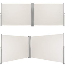 TecTake Doppia Tende da Sole paravento Laterale frangivento Estensibile Corpo e Assistenza Post Interamente in Alluminio - Diversi Colori e Misure - (Beige | 200x600cm | No. 402339)