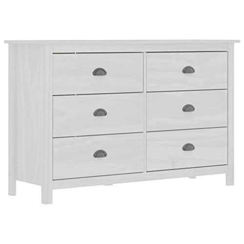 Tidyard Credenza Cassettiera Moderna in Legno Massello di Pino con 6 Cassetti Credenza con Cassetti Credenza da Salotto Cassettiera da Salotto Credenza Moderna per Soggiorno Moderna 125x40x80 cm