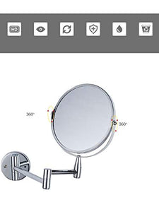 Specchio a Parete, Specchio for Trucco Pieghevole in Metallo, Specchio in Alluminio a Parete monofacciale for Bagno, Home Hotel Moda