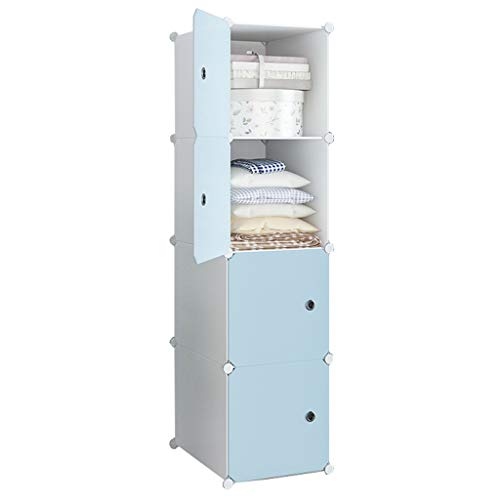 Locker 4-Gitter Armadio Organizzatore di Plastica Scaffali 4 Porte Abbigliamento Robusta Home Camera Blu 37X37X147CM MUMUJIN