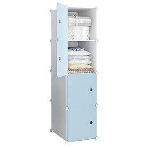 Locker 4-Gitter Armadio Organizzatore di Plastica Scaffali 4 Porte Abbigliamento Robusta Home Camera Blu 37X37X147CM MUMUJIN