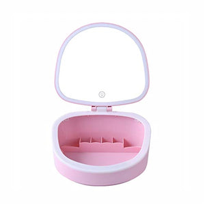 Specchio da tavolo per toeletta Viaggi specchio di trucco, Led Glow dello specchio di bellezza antipolvere Desktop specchio pieghevole portatile Piccolo specchio rosa di carica Specchio 21 * 21 cm Spe