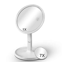 Ckeyin Specchio Per Il Trucco Luminoso, Specchio Ingranditore Ricaricabile 1X / 7X e 42 Luci a Led,Specchio Per Illuminazione Da Viaggio,Specchio Per Il Trucco Da Tavolo Portatile,3 Colori Dimmerabili