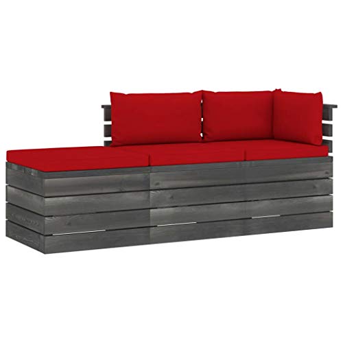 FAMIROSA Set Divani da Giardino su Pallet 3 pz con Cuscini Massello Pino-1773