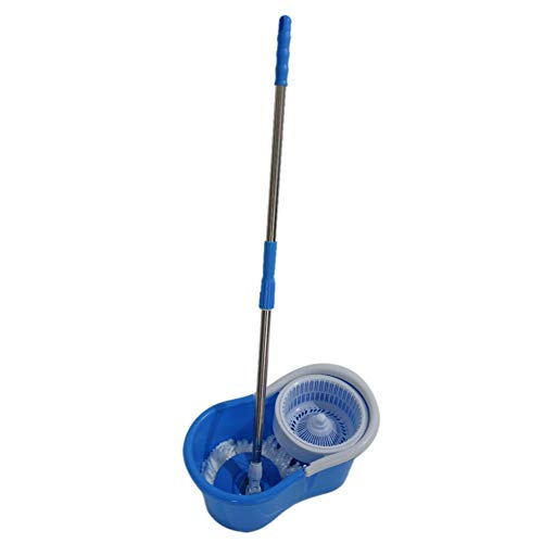 SSAYY Mop Mocio A Rotazione A 360 Gradi con Secchio Doppie Teste di Zazzera Set di Mocio Blu Set di Prodotti per La Pulizia della Casa Set di Pulizia della Sporcizia della Polvere del Pavimento