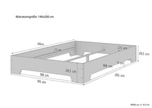 Erst-Holz Solido Letto Moderno impilabile 140x200 in Pino massello con doghe rigide 60.56-14