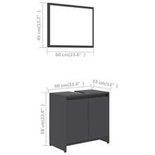 mewmewcat Set di 2 mobili da Bagno con Specchio a Parete, unità da Pavimento sotto Il lavandino, Grigio