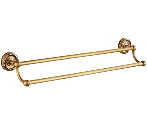 WANDOM Rame Portasciugamani Antico In Ottone Portasciugamani Europeo Portasciugamani Doppio Ripiano Portasciugamani Da Bagno -50Cm