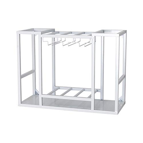 Slivy Vino Industriale Tavolo Rack con Supporto di Vetro Parete Wine Bar Cabinet Indipendente Porta Bottiglia Perfetto for la Decorazione Domestica, Bar, Cantina, Basement, Dispensa (Color : Bianca)