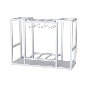 Slivy Vino Industriale Tavolo Rack con Supporto di Vetro Parete Wine Bar Cabinet Indipendente Porta Bottiglia Perfetto for la Decorazione Domestica, Bar, Cantina, Basement, Dispensa (Color : Bianca)