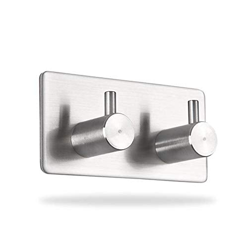 Gancio bagno cucina 2 pezzi cappotto autoadesivo accappatoio ganci appendiabiti 2-ganci in acciaio inox impermeabile porta fissato al muro ganci appeso cremagliera for cucina bagno soggiorno Gancio pe