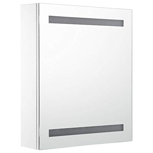 Festnight Armadietto Bagno con Specchio e LED,Pensili Bagno,Mobile Specchio Bagno,Specchiera Bagno con Luce,Mobiletto Bagno Pensile,Mobiletto Bagno con Specchio,Specchio Bagno con Mensole 50x14x60 cm
