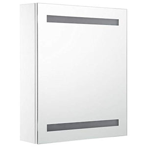 Festnight Armadietto Bagno con Specchio e LED,Pensili Bagno,Mobile Specchio Bagno,Specchiera Bagno con Luce,Mobiletto Bagno Pensile,Mobiletto Bagno con Specchio,Specchio Bagno con Mensole 50x14x60 cm