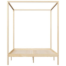 BIGTO - Struttura letto a baldacchino in legno di pino massiccio, per camera da letto, colore: marrone chiaro, 180 x 200 cm