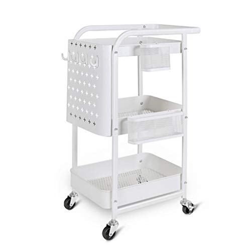 LYM &ripiano di stoccaggio Scaffalature Home Scaffale da Cucina Soggiorno Camera da Letto Carrello di stoccaggio Beauty Salon Carrello a Ruote Mobile Bianco Scaffale di Finitura