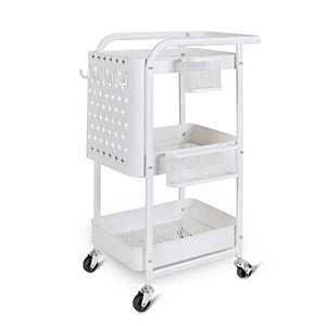 LYM &ripiano di stoccaggio Scaffalature Home Scaffale da Cucina Soggiorno Camera da Letto Carrello di stoccaggio Beauty Salon Carrello a Ruote Mobile Bianco Scaffale di Finitura