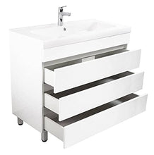Mobile bagno a terra Talis 90 bianco lucido, 3 cassetti senza maniglie