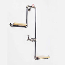 LHQ-HQ Cremagliera del Vino, Tubo di Ferro battuto Loft Parete in Legno massello Vino Rack Vino Appeso Bar Rack, Stand di Esposizione
