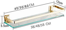 AINIYF Bagno Bagno Doccia Mensola Organizzatore Parete Vetro temperato Rettangolare di Alluminio dello Spazio Oro Cosmetic Rack, 2 Metodi di Installazione (Dimensioni: 60x12x5.5cm)