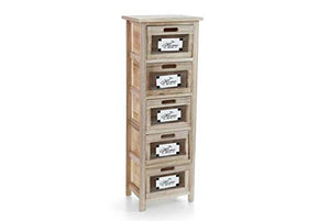 GICOS IMPORT EXPORT SRL Mobile cassettiera in legno colore naturale 5 cassetti retinati decoro HOME 34 * 25 * 97 cm shabby chic EDT-809408