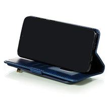 Miagon Cerniera Portafoglio Custodia per Samsung Galaxy A7 2018,Pelle Cover Flip Custodia Antiurto con 9 Slot per Schede Cinturino da Polso Kickstand,Blu