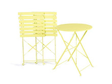 Beliani Set da Esterno 3 Pezzi Tavolino 2 Sedile Pieghevoli Metallo Verde Limone Fiori