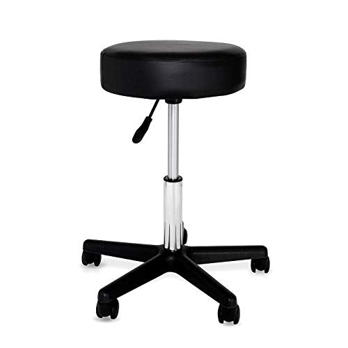 dibea Sgabello con ruote officio o studio Sgabello regolabile 360° Nero