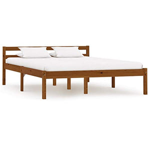BIGTO - Struttura per letto in legno di pino massello, per camera da letto, colore: Marrone miele, 140 x 200 cm