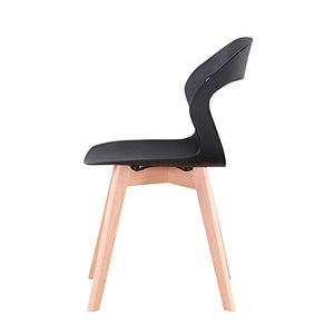 WV LeisureMaster - Set di 4 sedie da pranzo in materiale ABS, gambe in legno, sedie da ufficio, per sala da pranzo, soggiorno, 4 pezzi, colore: Nero