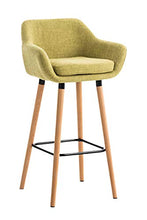 CLP Sgabello Bar Grant In Stoffa Sfoderabile I Sedia Alta Cucina Telaio In Legno Di Faggio I Sgabello Bancone, Colore:verde chiaro
