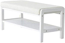 YANG Wooden Shoe Rack Cambio di Scarpe panchina Bianca Imbottito poggiapiedi Guardaroba Multifunzione Pouf ottomano Carico 200kg (Color : White, Size : 80x33x36cm)