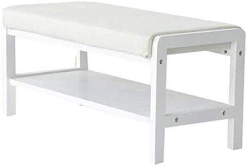 YANG Wooden Shoe Rack Cambio di Scarpe panchina Bianca Imbottito poggiapiedi Guardaroba Multifunzione Pouf ottomano Carico 200kg (Color : White, Size : 80x33x36cm)
