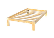Letto singolo in legno di pino massiccio Alaska con doghe in legno di pino, non rifinito con supporto per materasso a doghe in legno, senza bisogno di molle, adatto per materasso singolo, 90 x 190 cm