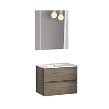 Baikal Bagno Onyx 70 cm, 2 cassetti, sospeso a Parete, con lavabo in Ceramica. Finitura Vintage. Mobile Montato, Melamina 18, Nebraska, 50 cm