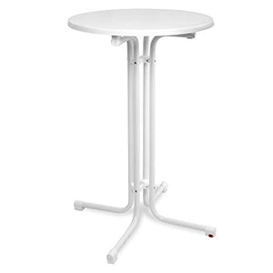 Beautissu Sylt Gastro Tavolo Alto Pieghevole Ø 70 cm Tavolo Bar Esterno Bianco - Tavolino da Bar o da Cucina Rotondo per bistrot e Pub - Tavolo da Giardino - Resistente al Calore e ai Graffi