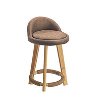 Ljings, sgabello da bar in pelle PU o canapa, robusto telaio in legno per patio, stile retrò, altezza bancone da cucina, comodi cuscini per sedere, marrone, lino