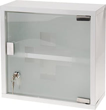 Piccolo armadietto per medicinali in metallo, in acciaio inox (larghezza x altezza x profondità), ca. 30 x 30 x 12 cm, armadietto per medicinali chiudibile, porta in vetro con serratura, piccolo armadietto per medicina