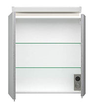 Armadietto da bagno con specchio, 60 cm, 2 ante, con barra a LED, effetto cemento