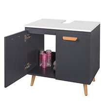 eSituro Armadietto Sottolavabo da Bagno da Cucina Mobile a Terra con 2 Porte in Legno MDF Grigio Mobiletto Sotto Il Lavello SBP0060