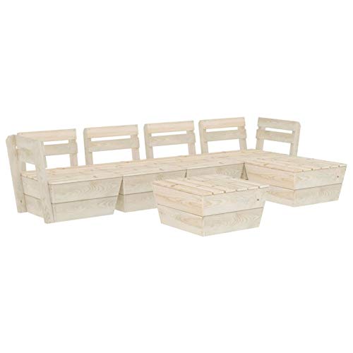 Qnotici Set da Salotto da Esterno 6 Pezzi, Divano ad Angolo da Giardino con Tavolo da Pranzo e poggiapiedi, 2 divani centrali, 2 divani angolari, 2 Tavolo/Pouf