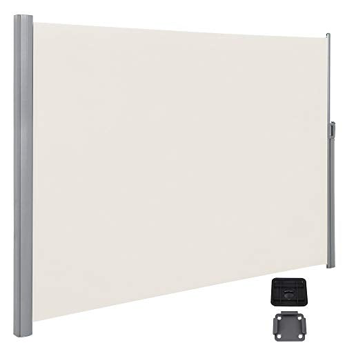 SONGMICS Tenda Laterale 2 x 3 m (A x L), per Balcone Patio Veranda Terrazzo Giardino, con Accessori di Montaggio da Terra, Protezione Privacy Paravento Parasole, Beige GSA200E