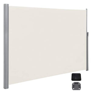 SONGMICS Tenda Laterale 2 x 3 m (A x L), per Balcone Patio Veranda Terrazzo Giardino, con Accessori di Montaggio da Terra, Protezione Privacy Paravento Parasole, Beige GSA200E