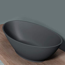 doporro Lavabo da Appoggio, Lavandino Bagno 62.5x34.5x17.5cm, Lavabo Ovale da Minerale Fuso Colossum807, Antracite Opaco