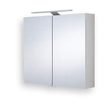 Generisch Saturn - Armadietto a specchio in alluminio Primo, con pannello posteriore in vetro bianco, 900 x 700 x 155 mm