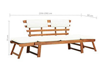 Pissente - Panca da giardino regolabile 2 in 1, letto da giardino convertibile, poltrona relax da giardino in legno con cuscino per cortile terrazzo, hotel