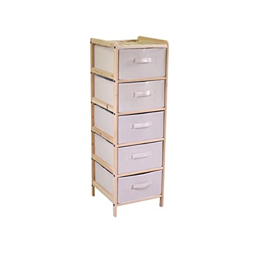 Vacchetti Mobiletto Vigo cassettiera 5 cassetti Naturale Rettangolare, Wood, Multicolor, Grande